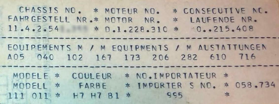 Certificat de Naissance VW Jeans S716