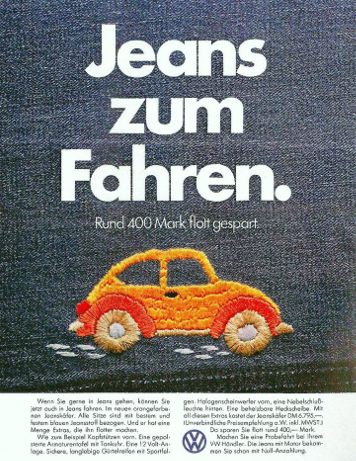 Publicité Coccinelle Jeans Allemagne 1975